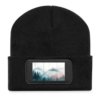Berge Vintage - Recycelte Patch Beanie - Schwarz - Vorne
