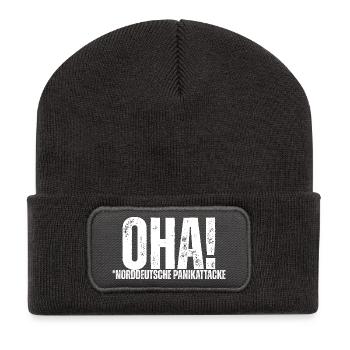 OHA! North German panic attack - Recycled Patch Beanie - dark grey - Front
