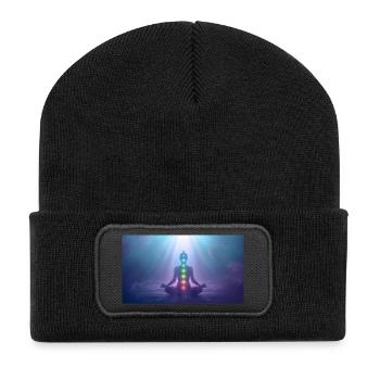 Chakra Meditation Light Rays Yoga - Recycled Patch Beanie - black - Front