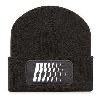 Monochrome diagonale Schrägstriche - Recycelte Patch Beanie - Dunkelgrau - Vorne