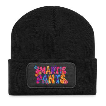Smartie Pants: Colorful Flower Psychedelic - Recycled Patch Beanie - black - Front