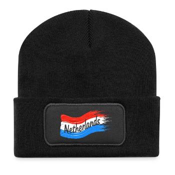 Netherlands Flag - Recycled Patch Beanie - black - Front