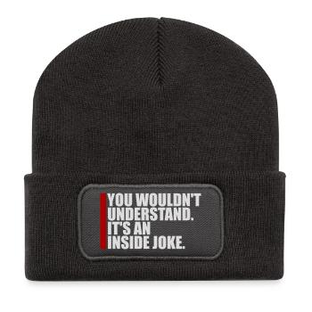 You Wouldn't Understand It's An Inside Joke Spruch - Recycelte Patch Beanie - Dunkelgrau - Vorne