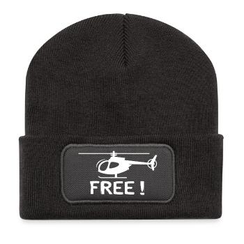 Helicopter Design – Fly Free! - Recycled Patch Beanie - dark grey - Front
