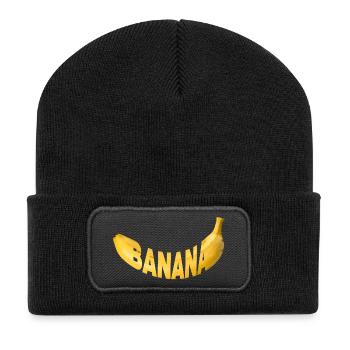 Imprimé de ruban en lettres bananes - Beanie recyclé à patch - noir - Devant