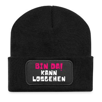 Bin Da Kann Losgehen - Recycelte Patch Beanie - Schwarz - Vorne
