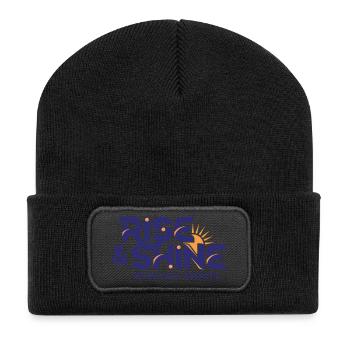 Aufwärts und leuchten – Ziele der Morgenroutine - Recycelte Patch Beanie - Schwarz - Vorne