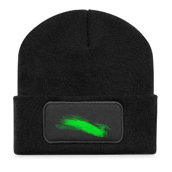 Trait de pinceau vert abstrait - Beanie recyclé à patch - noir - Devant