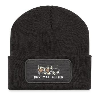 Essaie juste... Motif doux de Noël - Beanie recyclé à patch - charbon - Devant
