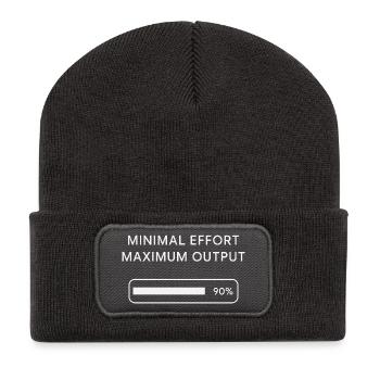 Minimaler Aufwand Maximaler Output Fortschritt - Recycelte Patch Beanie - Dunkelgrau - Vorne