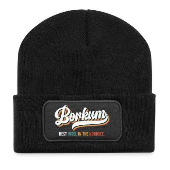 BORKUM BEST INSEL IN THE NORDSEE Lustiges - Recycelte Patch Beanie - Schwarz - Vorne