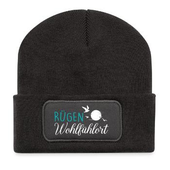 Island of Rügen MY FEEL-GOOD PLACE Fun - Recycled Patch Beanie - dark grey - Front