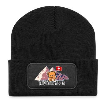 Les montagnes suisses, euh, les ours ! Petit ours suisse mignon - Beanie recyclé à patch - noir - Devant