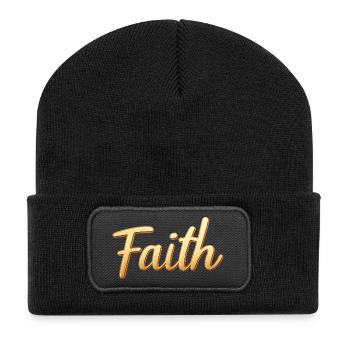 Glaube – Trage, was du glaubst. - Recycelte Patch Beanie - Schwarz - Vorne