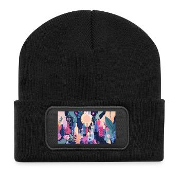 Flaschenwald Blütenmeer - Recycelte Patch Beanie - Schwarz - Vorne