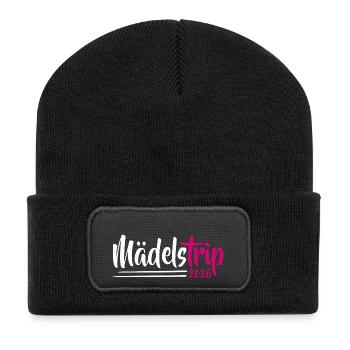 Mädelstrip 2026 Girls Trip Mädelstour Mädlstrip - Recycelte Patch Beanie - Schwarz - Vorne