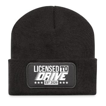 Führerschein 2026 Fahrprüfung Führerscheinprüfung - Recycelte Patch Beanie - Dunkelgrau - Vorne