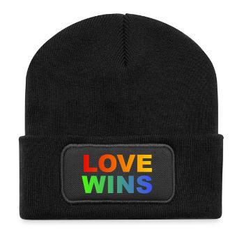 Love Wins Rainbow - Recycled Patch Beanie - black - Front