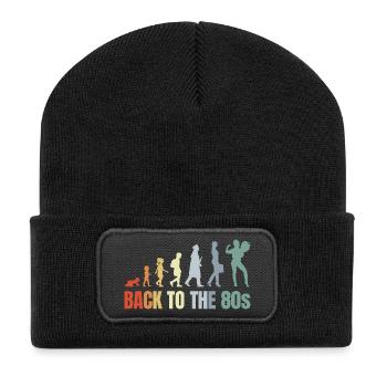 80er Jahre Mädchen Kind bis Erwachsener - Recycelte Patch Beanie - Schwarz - Vorne