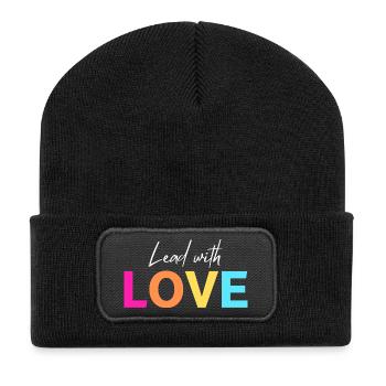 Führe mit LIEBE - Recycelte Patch Beanie - Schwarz - Vorne