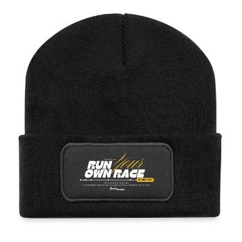 Laufe dein eigenes Rennen – Disziplin-Mindset-Design - Recycelte Patch Beanie - Schwarz - Vorne
