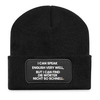 Englisch-Deutsch-Reim 1 (Ver. A) - Recycelte Patch Beanie - Schwarz - Vorne