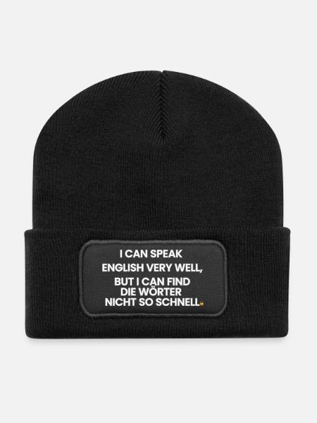 Englisch-Deutsch-Reim 1 (Ver. A) - Recycelte Patch Beanie - Schwarz