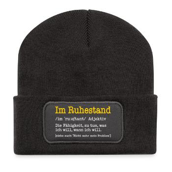 Im Ruhestand Definition Lustiges Rentner Geschenk - Recycelte Patch Beanie - Dunkelgrau - Vorne