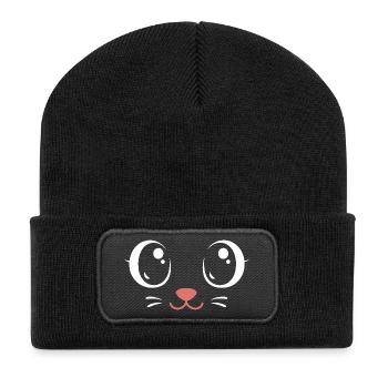 Karnevals Mieze | Big Face Kostüm Verkleidung - Recycelte Patch Beanie - Schwarz - Vorne