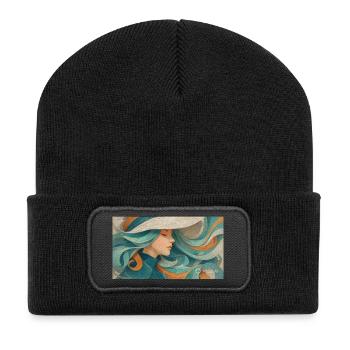 Flowing Color Portrait Turquoise - Recycled Patch Beanie - black - Front