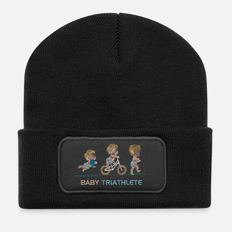 Kleiner Outdoor-Triathlet - Recycelte Patch Beanie - Schwarz