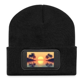 Sunset on tropical island - Recycled Patch Beanie - black - Front