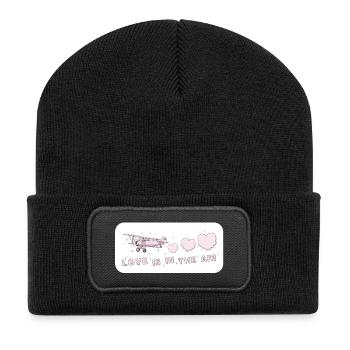 Liebe liegt in der Luft Vintage, Rose Airy Love - Recycelte Patch Beanie - Schwarz - Vorne