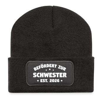 Promue Sœur 2026 – Grande Sœur - Beanie recyclé à patch - charbon - Devant
