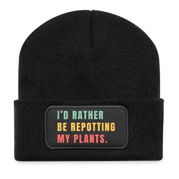 Jardinage floral - Beanie recyclé à patch - noir - Devant