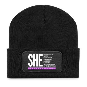Kapitel 31 Bibel Spruch Jesus Christ Bibelvers - Recycelte Patch Beanie - Schwarz - Vorne