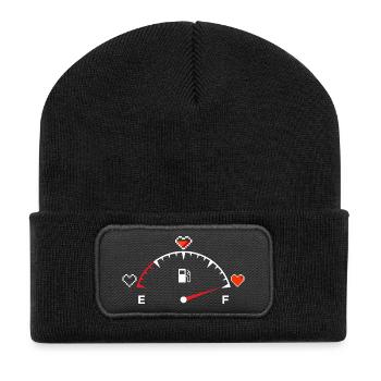 Valentine's Day Heart Gauge - Recycled Patch Beanie - black - Front
