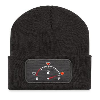 Valentine's Day Heart Gauge - Recycled Patch Beanie - dark grey - Front