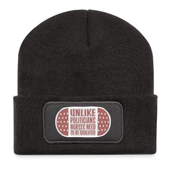 Contrairement aux politiciens, les infirmières doivent être qualifiées - Beanie recyclé à patch - charbon - Devant