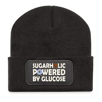 Sugarholic angetrieben von Glukose - Recycelte Patch Beanie - Dunkelgrau - Vorne
