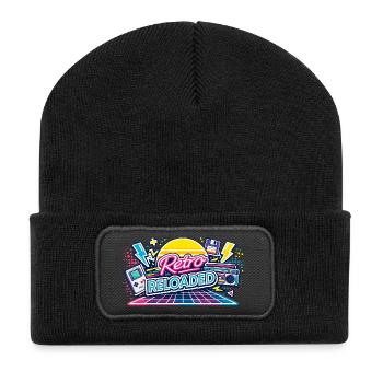 Retro Reloaded Neon Grid - Recycelte Patch Beanie - Schwarz - Vorne