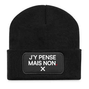 J’Y PENSE MAIS NON | Humour flemme - Beanie recyclé à patch - noir - Devant
