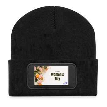 Joyeuses Roses florales pour la Journée des Femmes - Beanie recyclé à patch - noir - Devant