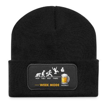 Ich freue mich auf das Wochenende – Bierhumor - Recycelte Patch Beanie - Schwarz - Vorne