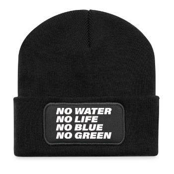 WATER - Recycelte Patch Beanie - Schwarz - Vorne