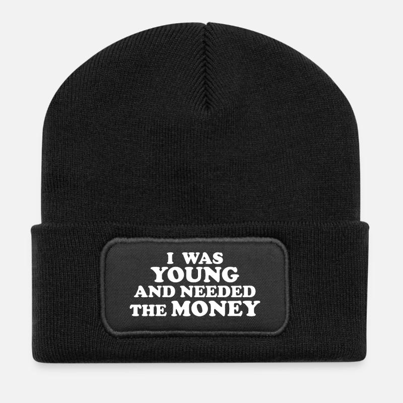 ICH WAR JUNG UND BRAUCHTE DAS GELD Blanco - Recycelte Patch Beanie - Schwarz