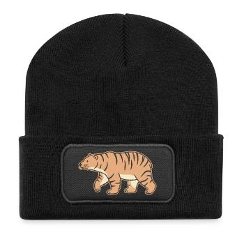 Tiger Stripe Bear Illustrated Retro Colorful - Recycled Patch Beanie - black - Front
