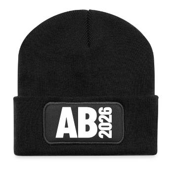 Abi 2026 - Abitur - Geschenk | minimal Design - Recycelte Patch Beanie - Schwarz - Vorne