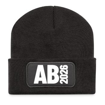 Abi 2026 - Abitur - Geschenk | minimal Design - Recycelte Patch Beanie - Dunkelgrau - Vorne