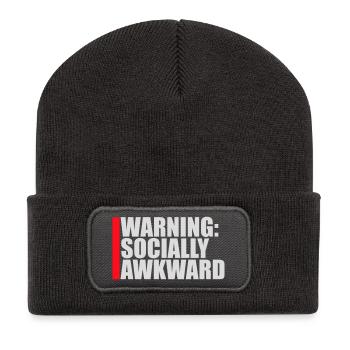 Avertissement : Socialement maladroit Drôle social Maladroit - Beanie recyclé à patch - charbon - Devant